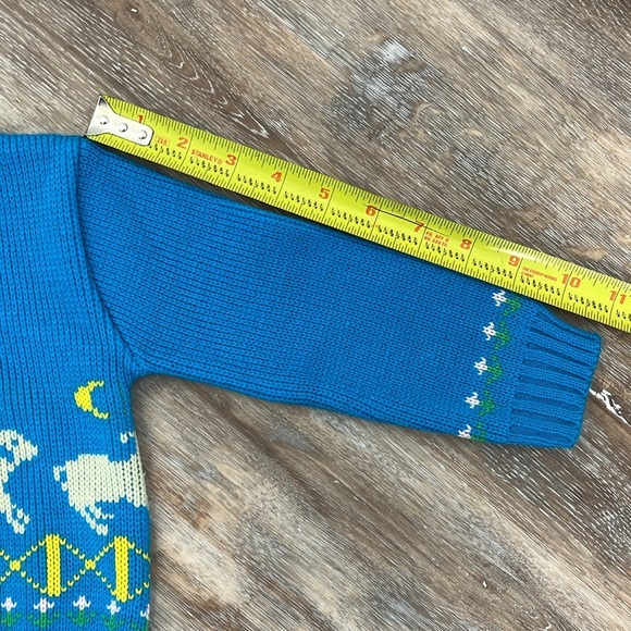 Vintage Kids Crewneck Sweater Counting Sheep Easter Teal Blue Size 24 Months - Picture 6 of 10